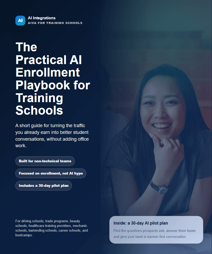 The Practical AI Enrollment Playbook for Training Schools cover